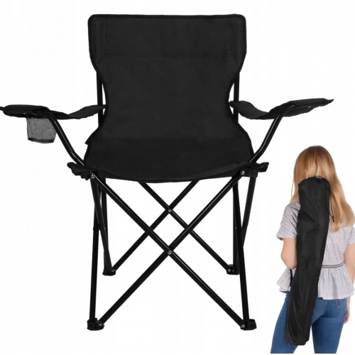 Стул раскладной со спинкой Camping quad chair HX 001 с подстаканником Черный