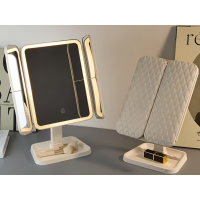 Зеркало для макияжа аккумуляторное вращающееся регулируемое с LED подсветкой тройное XW-810