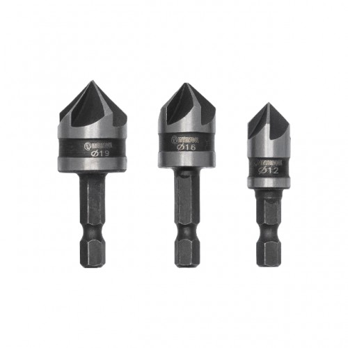 Набор зенкеров 12,16,19 мм 3шт INTERTOOL SD-5005