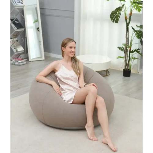 Надувное кресло-пуф Inflatable Sofa / Надувное кресло-мешок 110×110×85 см с насосом Бежевый