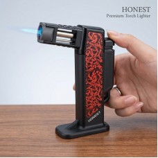 Газовая горелка Honest BCZ 484-1 с пьезоподжигом до 1300°C, для пайки и разжига Черная с Красным