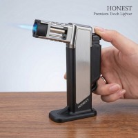 Газовая горелка Honest BCZ 484-1 с пьезоподжигом до 1300°C, для пайки и разжига Черная с Серым