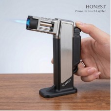 Газовая горелка Honest BCZ 484-1 с пьезоподжигом до 1300°C, для пайки и разжига Черная с Серым