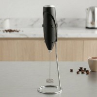 Электрический капучинатор для молока с подставкой Milk Frother на батарейках Черный