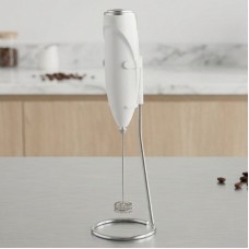 Электрический капучинатор для молока с подставкой Milk Frother на батарейках Белый