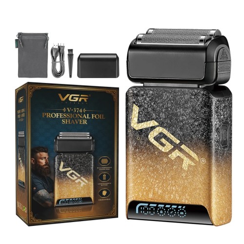 Электробритва VGR V-374 шейвер, двойное лезвие, LED дисплей Золотой