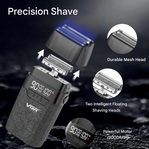 Электробритва шейвер VGR V-640S , двойное лезвие, 9000 RPM, LED​​​​​​​ дисплей