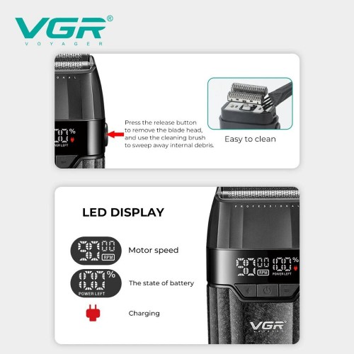 Электробритва шейвер VGR V-640S , двойное лезвие, 9000 RPM, LED​​​​​​​ дисплей