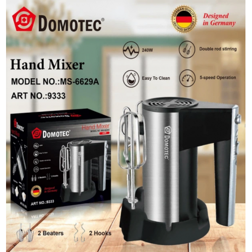 Ручной миксер Domotec MS-6629A 240 Вт 5 скоростей двойные венчики + турбо режим