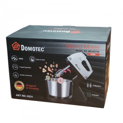Миксер ручной с металлической чашей 7 режимов 2 л Domotec 6637W
