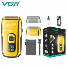 Электробритва VGR V-332 шейвер, двойное лезвие, триммер для бороды, LED Display Золотой