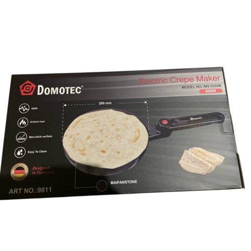 Электрическая блинница 600Вт, 20 см, от сети, Domotec MS 5209B, Черный / Электрическая сковорода для блинов