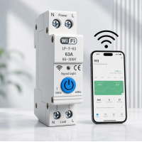 Автоматический WiFi выключатель с дистанционным управлением, 63А, Белый / Смарт выключатель WiFi / Автомат для электрощитка