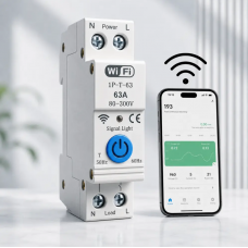 Автоматический WiFi выключатель с дистанционным управлением, 63А, Белый / Смарт выключатель WiFi / Автомат для электрощитка