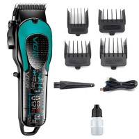 Аккумуляторная машинка для стрижки VGR V-692 4 насадки, LED дисплей, 7500RPM Зелёная
