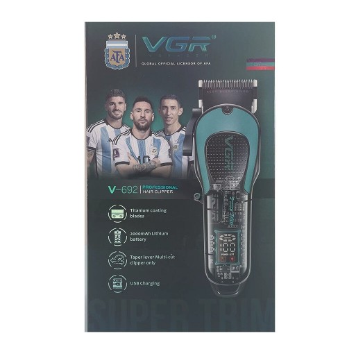 Аккумуляторная машинка для стрижки VGR V-692 4 насадки, LED дисплей, 7500RPM Зелёная