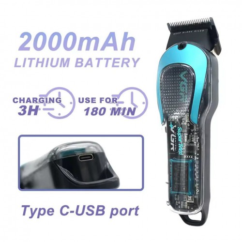 Аккумуляторная машинка для стрижки VGR V-692 4 насадки, LED дисплей, 7500RPM Зелёная