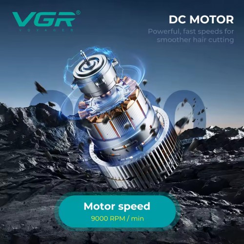 Триммер аккумуляторный VGR V-299, 4 насадки, 9000RPM, 2000 mAh, 5 уровней скорости, LED дисплей Синий