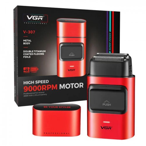 Электробритва шейвер для бороды, с USB, VGR V-307 / Аккумуляторная бритва / Триммер для лица Красный