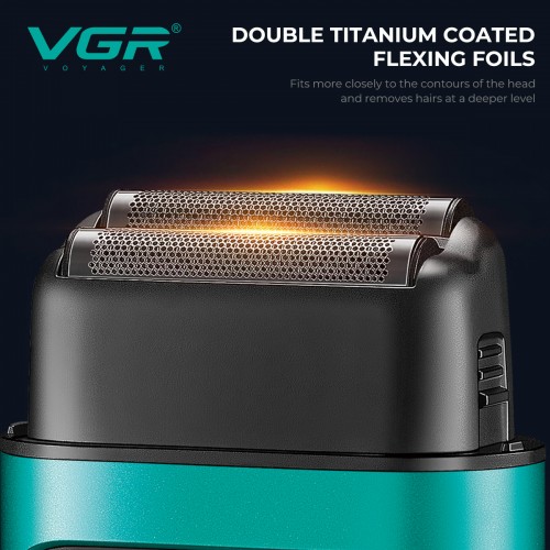 Электробритва шейвер для бороды, с USB, VGR V-307 / Аккумуляторная бритва / Триммер для лица Зелёный