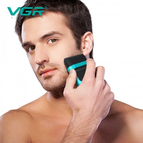 Электробритва шейвер для бороды, с USB, VGR V-307 / Аккумуляторная бритва / Триммер для лица Зелёный