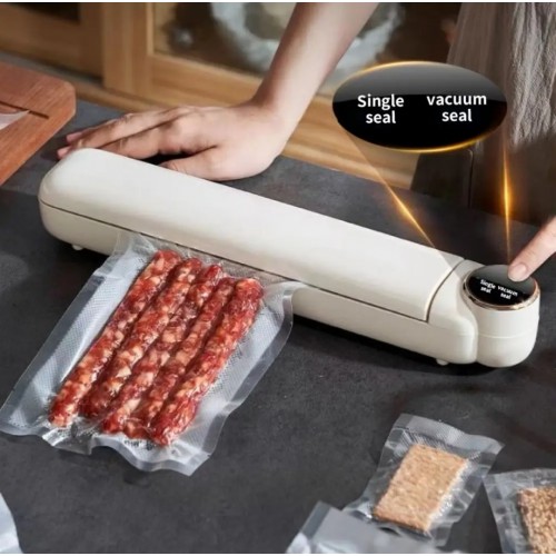 Вакуумный упаковщик пищевых продуктов + 10 пакетов, Vacuum Sealer LS-801, Белый / Домашний вакууматор для еды