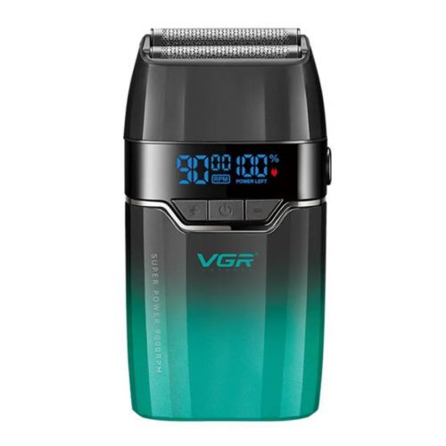 Электробритва VGR V-308 шейвер, двойное лезвие, 9000 RPM, LED дисплей Зелёный