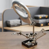 Держатель "третья рука" JM508-A лупа, крокодилы подставка для паяльника с подсветкой