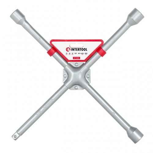 Ключ баллонный крестовый, укрепленный, 1/2", 406×16 мм, 17×19×21 мм, INTERTOOL HT-1603