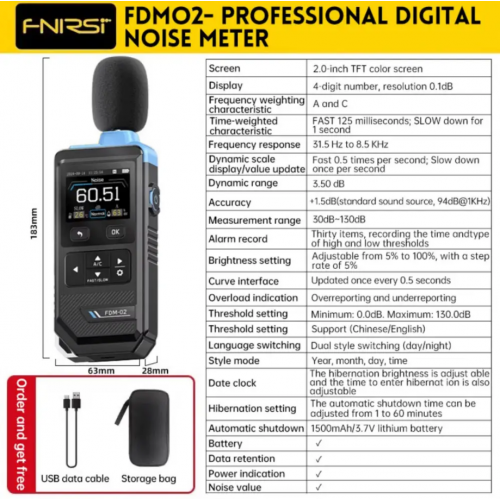 Шумомер цифровой измеритель уровня звука FNIRSI FDM-02