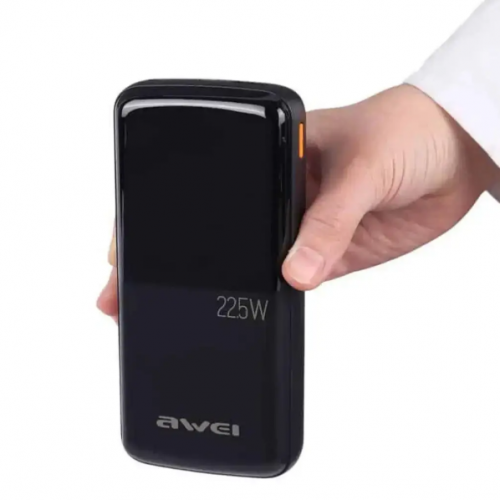 Внешний аккумулятор Power bank AWEI P10K 10000 мАч 22.5 Вт быстрая зарядка 2 USB и 1 Type-C черный