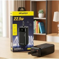 Внешний аккумулятор Power bank AWEI PA105 40000 мАч 22.5 Вт быстрая зарядка Черный