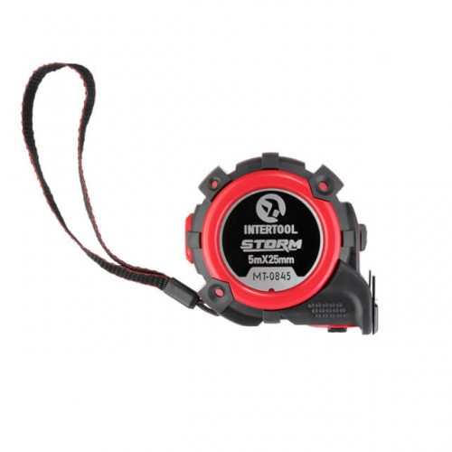 Рулетка со стальным полотном, покрытым нейлоном, 5 м, 25 мм, STORM INTERTOOL MT-0845