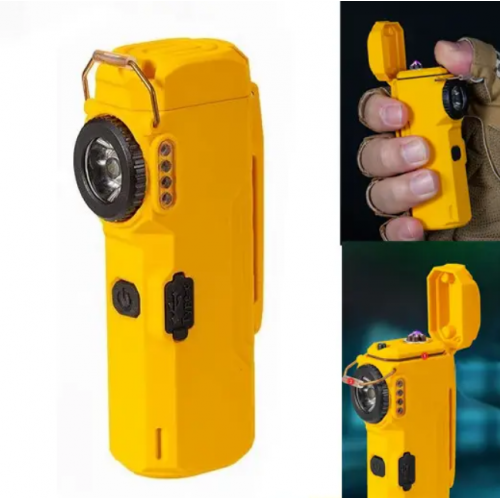 Ліхтар MULTIFUNCTIONAL D51-COB, Li-Ion акумулятор, індикація заряду, запальничка, ЗУ Type-C Жовтий