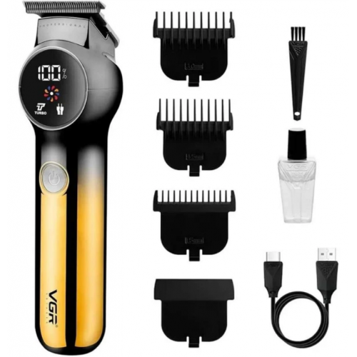 Тример акумуляторний для стрижки волосся та бороди VGR V-989, зарядка від USB Жовтий