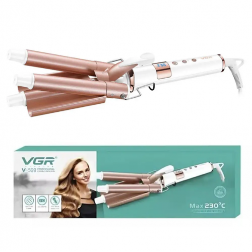 Плойка потрійна VGR V-599 на 3 хвилі, 100-230°C, керамічне покриття, LED display, 90W
