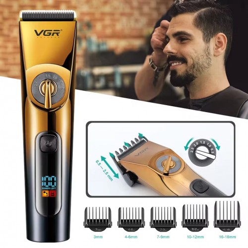 Машинка для стрижки VGR V-663 Акумуляторна з дисплеєм та регулюванням довжини 0.5-19 мм