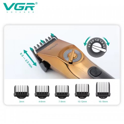 Машинка для стрижки VGR V-663 Акумуляторна з дисплеєм та регулюванням довжини 0.5-19 мм