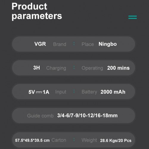 Машинка для стрижки VGR V-663 Акумуляторна з дисплеєм та регулюванням довжини 0.5-19 мм