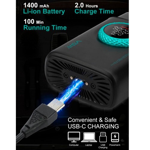 Електробритва шейвер VGR V-378, подвійне лезо, триммер, регулювання потужності, LED дисплей Чорний