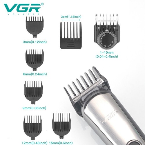 Набір для стрижки VGR 6 в 1 V-105, 5 насадок, LED-дисплей, вологозахист
