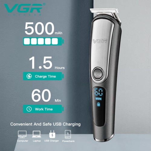 Набір для стрижки VGR 6 в 1 V-105, 5 насадок, LED-дисплей, вологозахист