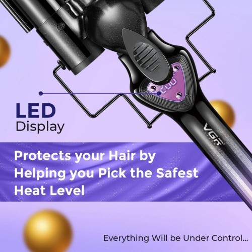 Плойка потрійна VGR V-590, 140-200 °C, керамічне покриття, LED дисплей, 130 W Фіолетова
