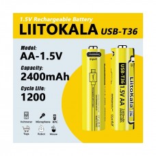 Акумулятор AA, LiitoKala T36 1.5V, Type C роз'єм 2400mAh, ОРИГІНАЛ