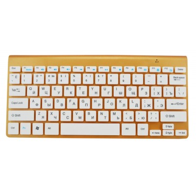 Беспроводная клавиатура mini и мышь keyboard 908 + приёмник Золотая