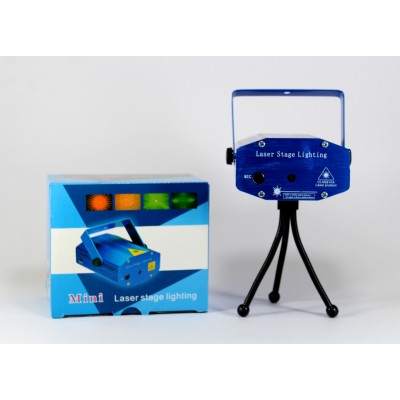Лазерный проектор Диско LASER HJ09 2in1 Laser Stage с триногой Синий