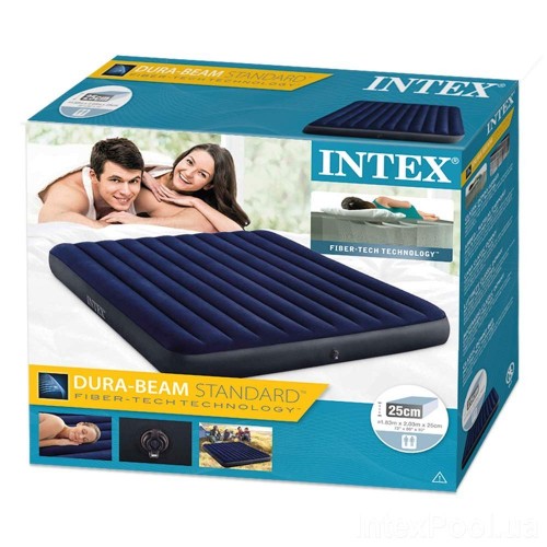 Матрас Intex Велюр 64755 синий двух местный 203х183х25см