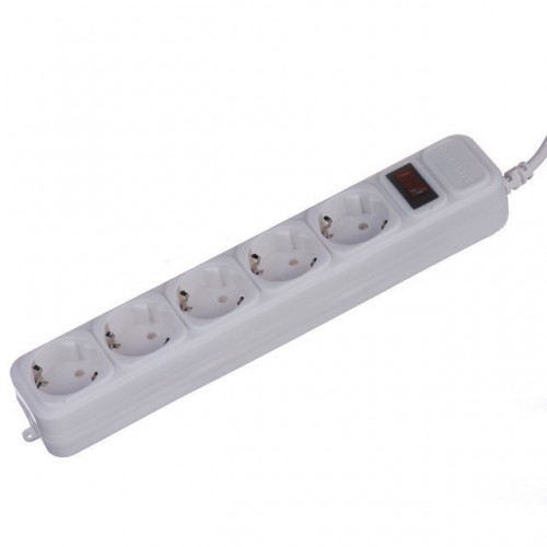 Удлинитель - Cетевой фильтр Greelite на 5 розеток 1,8 метра кабель Белый