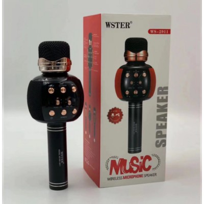 Беспроводной микрофон караоке блютуз WSTER WS-2911 Bluetooth динамик USB Чёрный