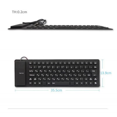 USB клавиатура силиконовая компьютерная KEYBOARD X3 Чёрный